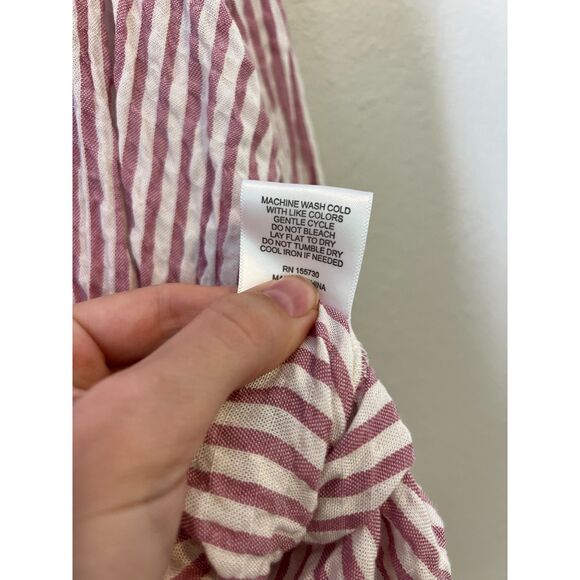 Jane + Delancey Pink White Stripe Crinkle Fabric Popover Top Womens Sz 2X - Picture 8 of 11